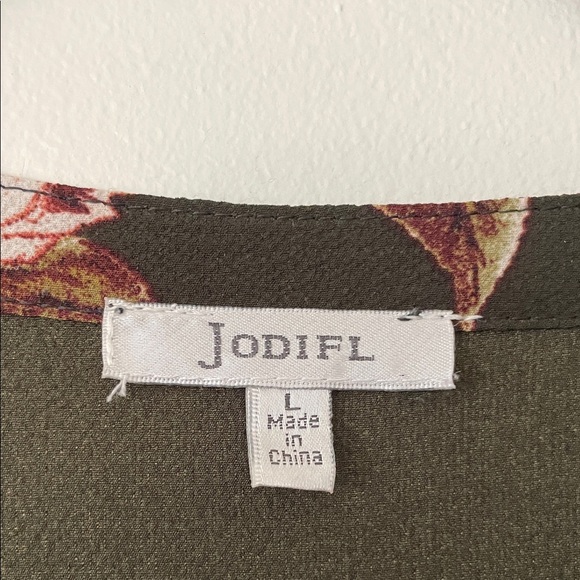 JODIFL|Dark Olive Green/Pink Floral dress|Large|EUC - Picture 8 of 10